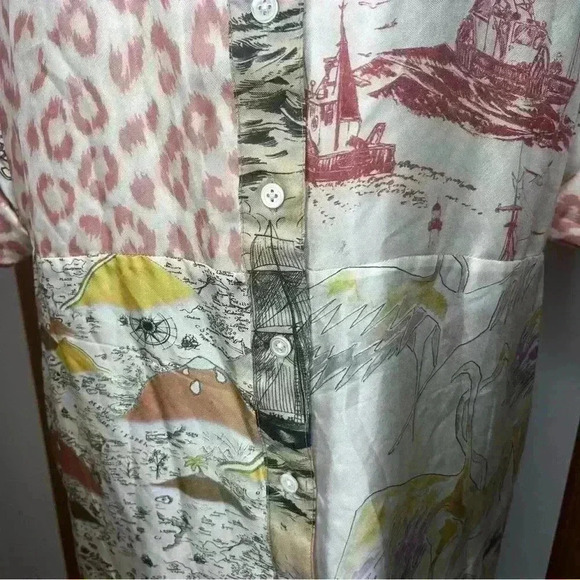 La Prestic Ouiston Open It Mao Collar Blouse Dress All Over Print Size 0 (US 4) - Picture 9 of 12